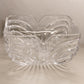 Large Square Clear Crystal Glass Bowl with Etched Floral Designs