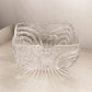 Large Square Clear Crystal Glass Bowl with Etched Floral Designs