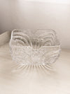 Large Square Clear Crystal Glass Bowl with Etched Floral Designs