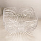 Large Square Clear Crystal Glass Bowl with Etched Floral Designs