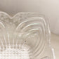 Large Square Clear Crystal Glass Bowl with Etched Floral Designs