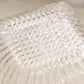 Large Square Clear Crystal Glass Bowl with Etched Floral Designs
