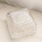 Large Square Clear Crystal Glass Bowl with Etched Floral Designs