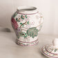 Large White Ceramic Lidded Pink Green Floral Ginger Jar