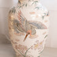 Large White Ceramic Vase with Bird and Floral Details