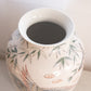 Large White Ceramic Vase with Bird and Floral Details