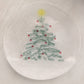 Vintage LE Smith Large Clear Glass Christmas Tree Plate with Colored Details