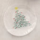 Vintage LE Smith Large Clear Glass Christmas Tree Plate with Colored Details