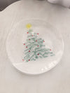 Vintage LE Smith Large Clear Glass Christmas Tree Plate with Colored Details