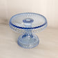 Vintage LE Smith Small Light Blue Glass Hobnail Cake Stand