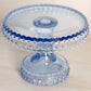 Vintage LE Smith Small Light Blue Glass Hobnail Cake Stand