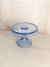 Vintage LE Smith Small Light Blue Glass Hobnail Cake Stand