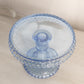 Vintage LE Smith Small Light Blue Glass Hobnail Cake Stand