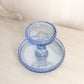 Vintage LE Smith Small Light Blue Glass Hobnail Cake Stand