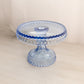 LE Smith Small Light Blue Glass Hobnail Cake Stand