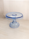 LE Smith Small Light Blue Glass Hobnail Cake Stand