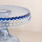 LE Smith Small Light Blue Glass Hobnail Cake Stand