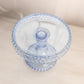 Vintage LE Smith Small Light Blue Glass Hobnail Cake Stand