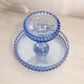LE Smith Small Light Blue Glass Hobnail Cake Stand
