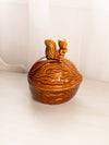 Vintage Ceramic Brown Squirrel on Acorn Lidded Dish