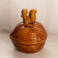 Vintage Ceramic Brown Squirrel on Acorn Lidded Dish