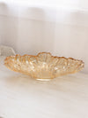 Vintage Large Oval Light Orange Iridescent Glass Bowl w/ Fancy Designs