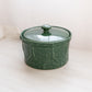 Longaberger Medium Green Ceramic Lidded Woven Drum Crock