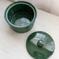 Longaberger Medium Green Ceramic Lidded Woven Drum Crock