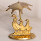 Medium 3 Brass Ducks/Geese with Umbrella Figurine