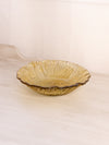 Medium Amber Yellow Glass Flower Bowl