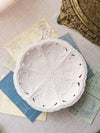 Medium Beige Ceramic Bisque Ornate Footed Dish