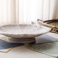 Medium Beige Ceramic Bisque Ornate Footed Dish