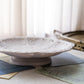 Medium Beige Ceramic Bisque Ornate Footed Dish