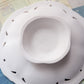 Medium Beige Ceramic Bisque Ornate Footed Dish