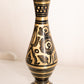 Medium Black and Gold Brass Etched Floral Vase
