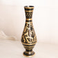 Medium Black and Gold Brass Etched Floral Vase