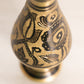 Medium Black and Gold Brass Etched Floral Vase