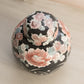 Medium Black Ceramic Lidded Ginger Jar with Floral Designs