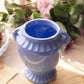 Medium Blue Ceramic Urn-Shaped Vase with Handle Details