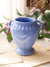Medium Blue Ceramic Urn-Shaped Vase with Handle Details