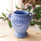 Medium Blue Ceramic Urn-Shaped Vase with Handle Details