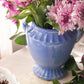 Medium Blue Ceramic Urn-Shaped Vase with Handle Details