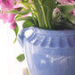 Medium Blue Ceramic Urn-Shaped Vase with Handle Details