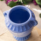 Medium Blue Ceramic Urn-Shaped Vase with Handle Details