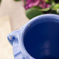 Medium Blue Ceramic Urn-Shaped Vase with Handle Details