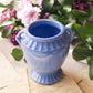 Medium Blue Ceramic Urn-Shaped Vase with Handle Details