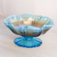 Medium Blue Opalescent Carnival Glass Footed Bowl