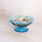Medium Blue Opalescent Carnival Glass Footed Bowl