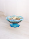 Medium Blue Opalescent Carnival Glass Footed Bowl
