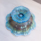 Medium Blue Opalescent Carnival Glass Footed Bowl